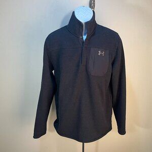 Under Armour Men's jet black ColdGear snap buttons pullover golf jacket Large L
